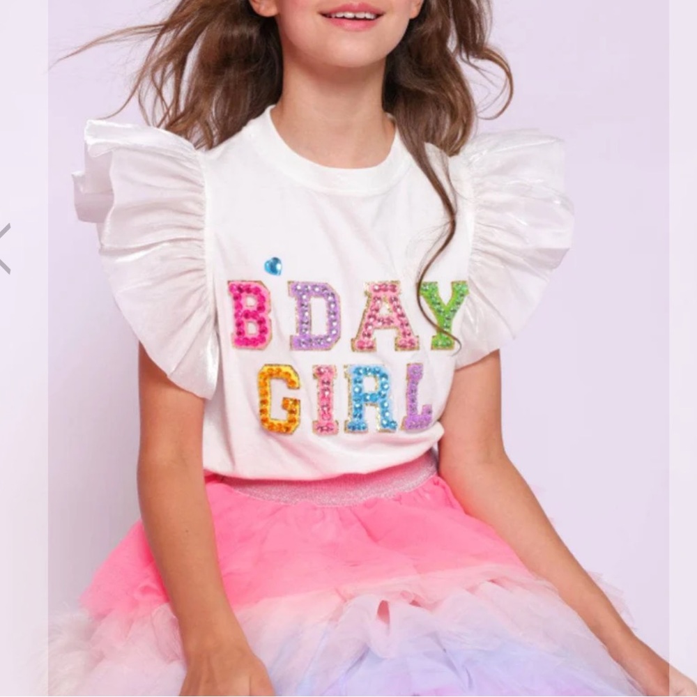 Lola and the Boys birthday gem ruffle shirt size 7